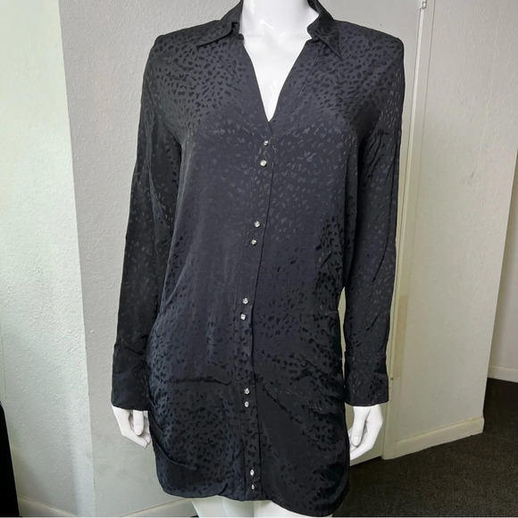 New Zara Black Leopard Jacquard Mini Dress Sz S - Picture 8 of 16